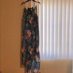 Long, flowy, spaghetti strap flower dress